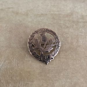 Vintage N.Y.S.C.S. Brooch with gold wash or gold filled. Not marked. Thistle.